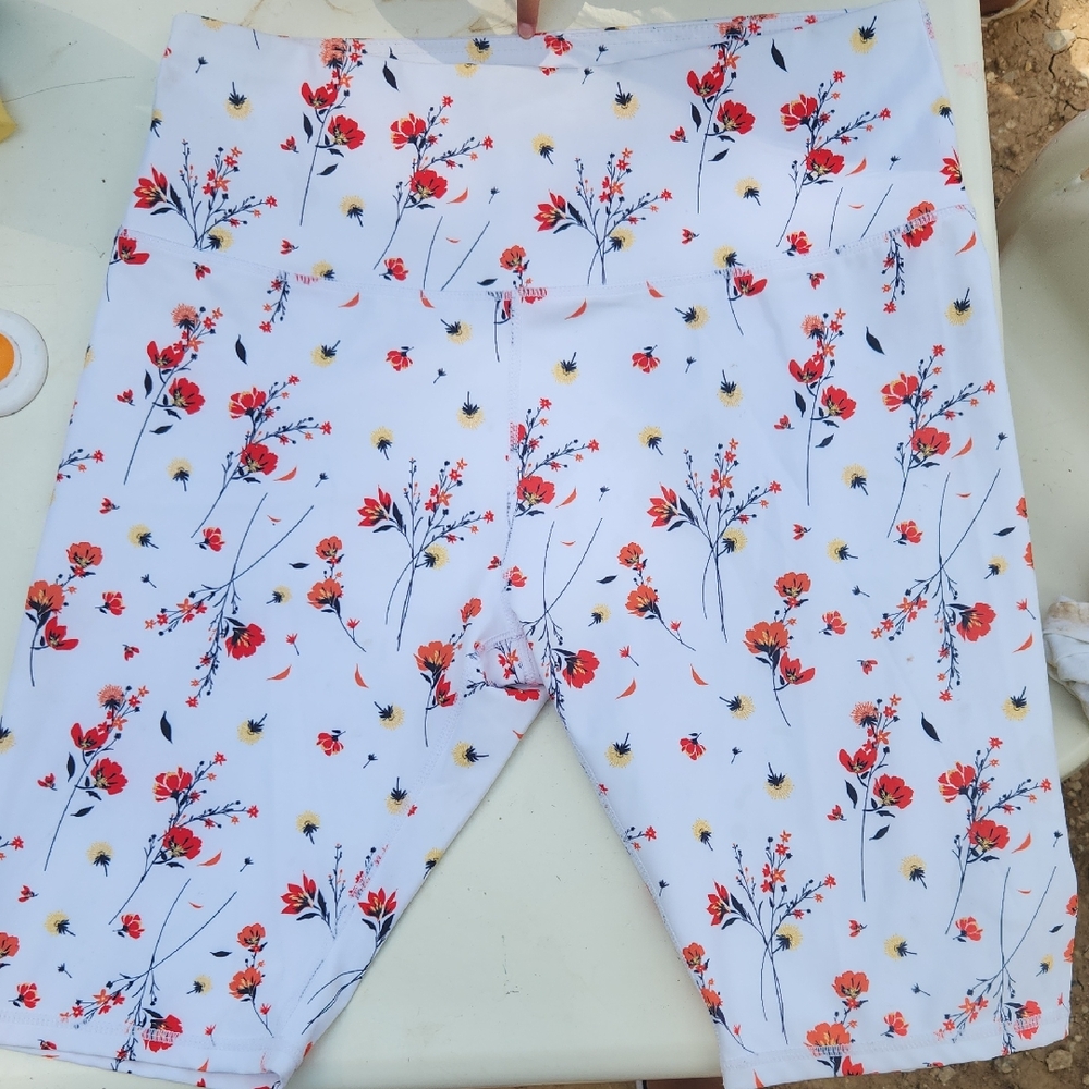 Floral Kids Bottoms - White with Red and Yellow Accents